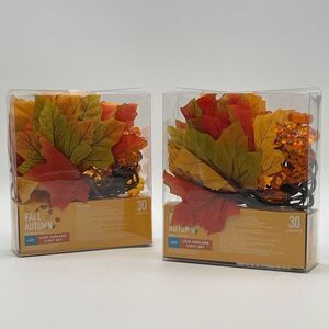 NWT Fall Autumn LED Leaf Garland Light Sets of 2 - 30 Lights Each Walgreens New